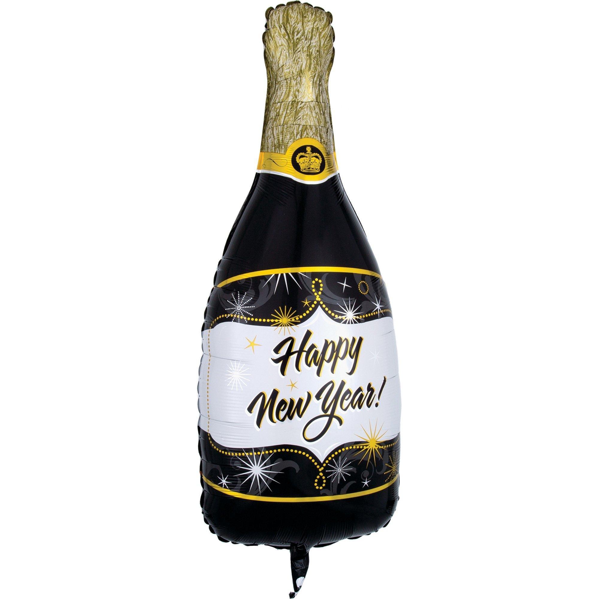 Premium Midnight Hour Happy New Year Star Foil Balloon Bouquet with Balloon Weight, 13pc